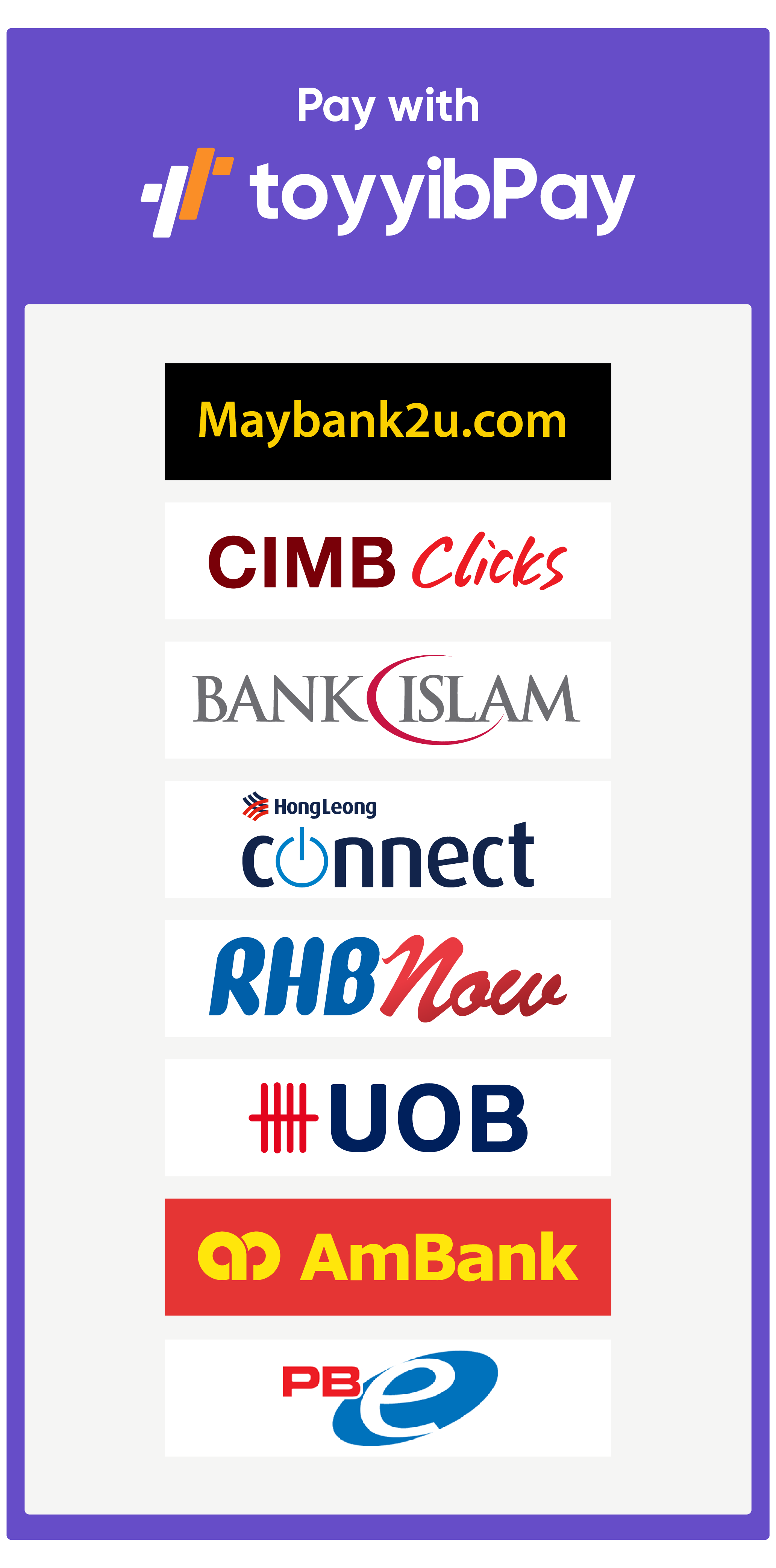 Online banking - toyyibPay ( m2u,cimbclicks dan lain2 )
